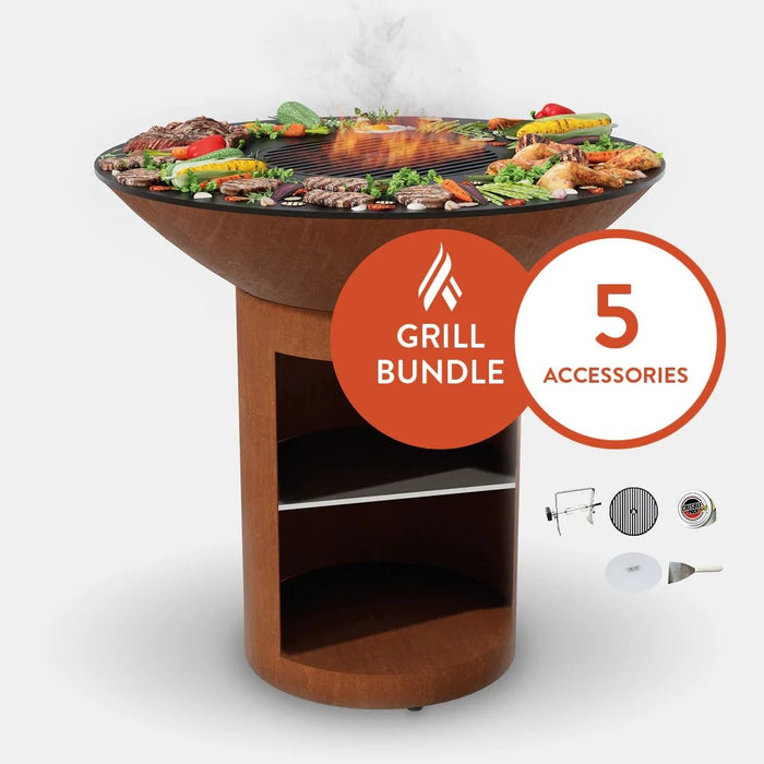 Arteflame Classic 40" Grill | High Round Base with Storage | Home Chef Bundle | 5 Grilling Accessories