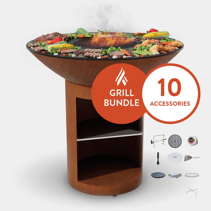 Arteflame Classic 40" Grill | High Round Base with Storage | Home Chef Max Bundle | 10 Grilling Accessories
