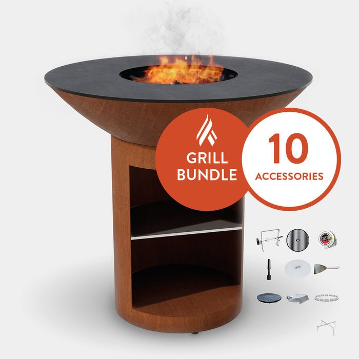 Arteflame Classic 40" Grill | High Round Base with Storage | Home Chef Max Bundle | 10 Grilling Accessories